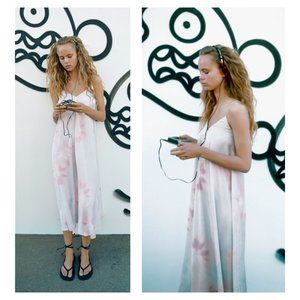 ZARA Tie-dye Satin Effect Midi Dress Size Small